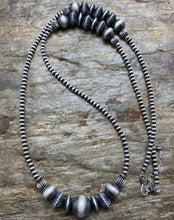 Load image into Gallery viewer, Long Sterling Silver Navajo Pearls Bead Necklace 34 Inch.