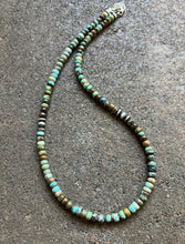 Load image into Gallery viewer, Sterling Silver Blue Green Turquoise Bead Necklace. 18 inch