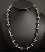 Load image into Gallery viewer, Sterling Silver Navajo Pearls W Corrugated Saucer Bead Necklace. 20 Inch