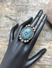 Load image into Gallery viewer, Elgin Tom Sterling Silver Egyptian Turquoise Ring. Size 8.5. Navajo