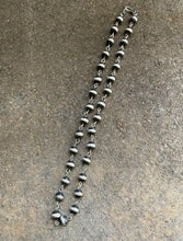 Load image into Gallery viewer, Sterling Silver 8mm Navajo Pearls Rosary Bead Necklace. 16 Inch.