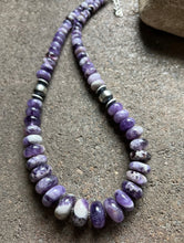 Load image into Gallery viewer, Sterling Silver Graduated Amethyst Bead Necklace. 20 Inch