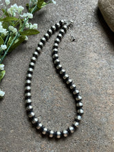Load image into Gallery viewer, Sterling Silver 10mm Pearls Bead Necklace. 22 Inch