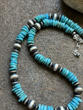 Load image into Gallery viewer, Sterling Silver Blue Turquoise W Pearls Bead Necklace 18 inch