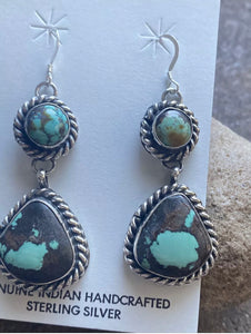 Navajo Sterling Silver Turquoise Earrings. CY