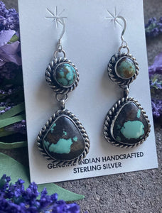 Navajo Sterling Silver Turquoise Earrings. CY