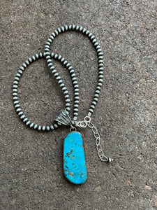 Navajo Sterling silver turquoise pendant necklace
