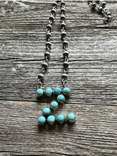 Load image into Gallery viewer, Z Alphabet Navajo Sterling Silver Blue Turquoise Rosary Bead Necklace 22 inch KY