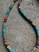 Load image into Gallery viewer, Sterling Silver Turquoise Multi Stone Bead Necklace. 18 inch. Gift