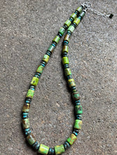 Load image into Gallery viewer, Sterling Silver Green Turquoise Bead Necklace. 18 inch