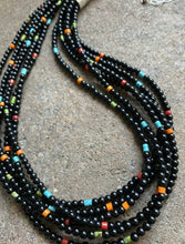 Load image into Gallery viewer, Sterling Silver Multi Strand Black Onyx Multi Stone Bead Necklace. 24 Inch