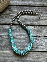 Load image into Gallery viewer, Sterling Silver Turquoise W Pearls Bead Necklace. 18 inch