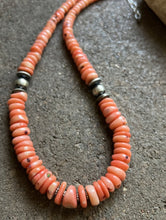 Load image into Gallery viewer, Sterling Silver Graduated Pink Coral Bead Necklace 18 inch