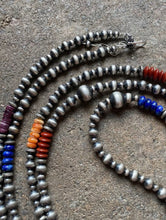 Load image into Gallery viewer, Long Sterling Silver Multi Stone Bead Necklace. 60 inch