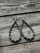 Load image into Gallery viewer, Sterling Silver Pearls Bead Hoop Earrings. 3 Inch