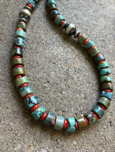Load image into Gallery viewer, Sterling Silver Turquoise Coral Bead Necklace. 18.5 inch