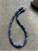 Load image into Gallery viewer, Sterling Silver Lapis Turquoise Bead Necklace. 19 inch