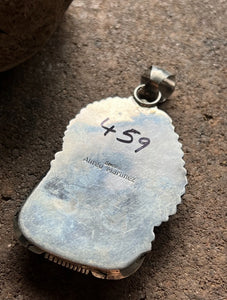 Native American Sterling Silver Turquoise Pendant. Alfred Martinez