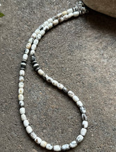Load image into Gallery viewer, Sterling Silver White Buffalo Turquoise Bead W Pearls Necklace. 18 inch