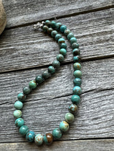 Load image into Gallery viewer, Sterling silver turquoise bead necklace 16 inch