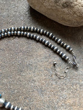 Load image into Gallery viewer, Long Sterling Silver Blue Turquoise Navajo Pearls Bead Necklace. 30 inch