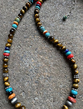 Load image into Gallery viewer, Sterling Silver Tiger’s Eye Multi Stone Bead Necklace. 18 inch. Gift