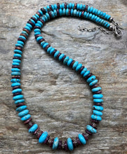 Load image into Gallery viewer, Sterling Silver Purple Spiny Oyster with Turquoise Bead Necklace. 22 inch