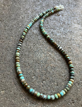 Load image into Gallery viewer, Sterling Silver Blue Green Turquoise Bead Necklace. 18 inch