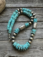 Load image into Gallery viewer, Sterling silver graduated turquoise bead necklace 30 Inch