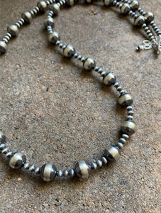 Sterling Silver 10mm Pearls Bead Necklace. 20 inch