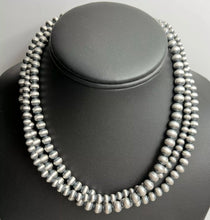 Load image into Gallery viewer, Sterling Silver 5mm 6mm 7mm Pearls Multi Strand Bead Necklace. 16 inch