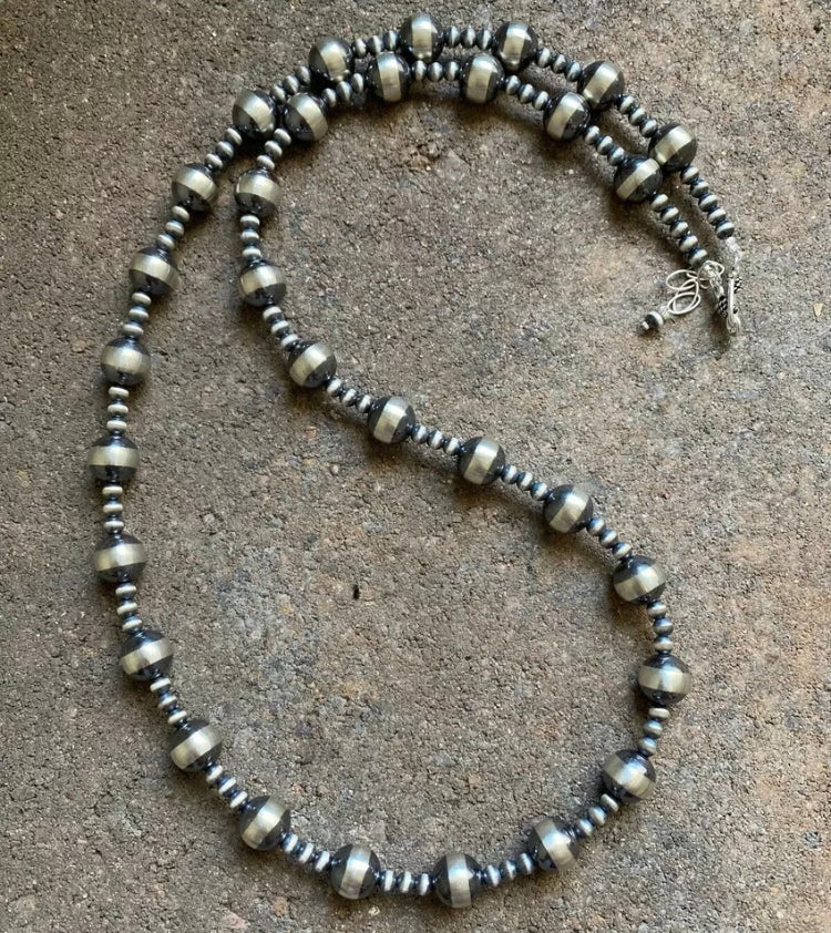 Sterling Silver 10mm Pearls Bead Necklace. 20 inch