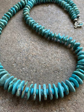 Load image into Gallery viewer, Long Sterling Silver Blue Turquoise Bead Necklace. 30 inch