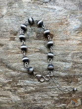 Load image into Gallery viewer, 8mm Rosary Navajo Pearls Sterling Silver Bead Bracelet. 7 Inch