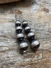 Load image into Gallery viewer, Sterling Silver Navajo Pearls Drop Bead Earrings. 10mm - 16mm
