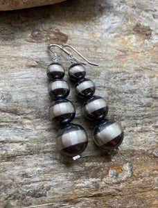 Sterling Silver Navajo Pearls Drop Bead Earrings. 10mm - 16mm