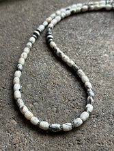 Load image into Gallery viewer, Sterling Silver White Buffalo Turquoise Bead W Pearls Necklace. 18 inch