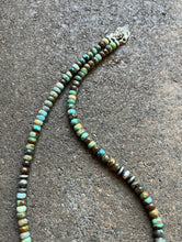 Load image into Gallery viewer, Sterling Silver Blue Green Turquoise Bead Necklace. 18 inch
