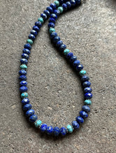 Load image into Gallery viewer, Sterling Silver Lapis Turquoise Bead Necklace. 19 inch