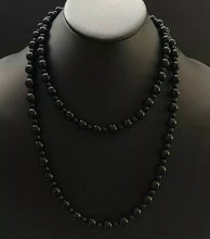 Load image into Gallery viewer, Sterling Silver Black Onyx Bead Necklace. 47 inch