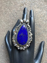 Load image into Gallery viewer, Native American Sterling Silver Lapis Adjustable Ring. CY