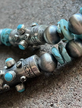 Load image into Gallery viewer, Sterling Silver Graduated Blue Turquoise Pearls Bead Necklace. 24 inch