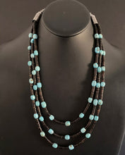 Load image into Gallery viewer, Sterling Silver Layered Multi Strand Turquoise Nuggets Bead Necklace 27 Inch.