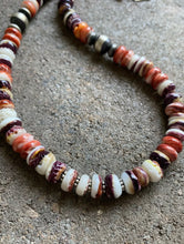 Load image into Gallery viewer, Sterling Silver Orange Purple Spiny Oyster Bead Necklace. 19 inch
