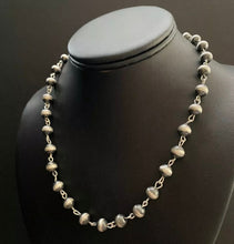 Load image into Gallery viewer, Sterling Silver 8mm Navajo Pearls Rosary Bead Necklace. 16 Inch.