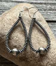 Load image into Gallery viewer, Sterling Silver Flat Pearls Bead Hoop Earrings. 2.5 Inch