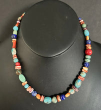 Load image into Gallery viewer, Sterling Silver Multi Stone Bead Necklace. 16 inch