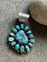 Load image into Gallery viewer, Native American Sterling Silver Turquoise Cluster Pendant. KY