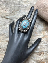 Load image into Gallery viewer, Elgin Tom Sterling Silver Egyptian Turquoise Ring. Size 8.5. Navajo