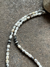 Load image into Gallery viewer, Sterling Silver White Buffalo Turquoise Bead W Pearls Necklace. 18 inch